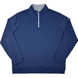 Peter Millar Perth Performance Quarter Zip Pullover Mens XXL Blue Logo Sleeve